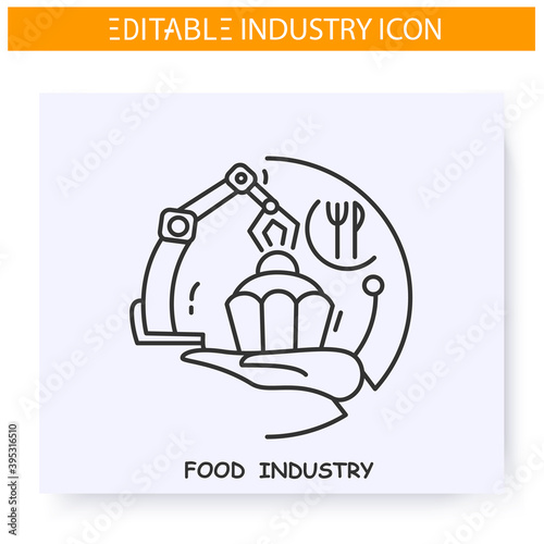 Food industry line icon. Food and Beverage manufacturing. Technological process. Contemporary production branches concept. Isolated vector illustration. Editable stroke 