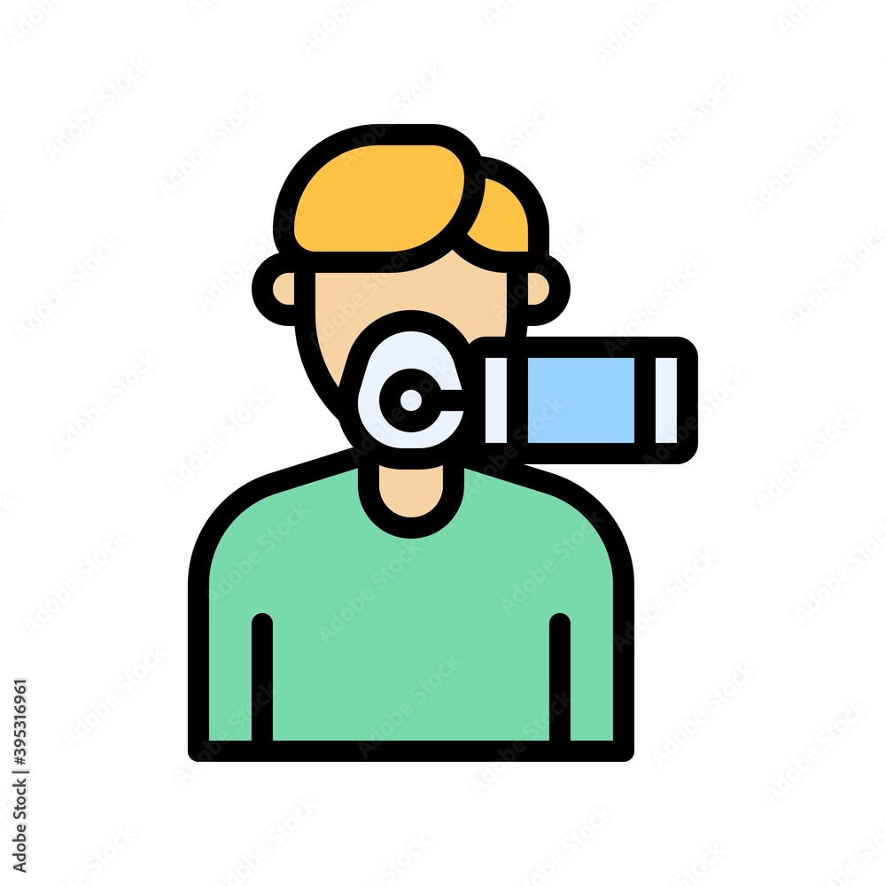 sickness and disease related patient or boy with lack of air vectors with editable stroke,