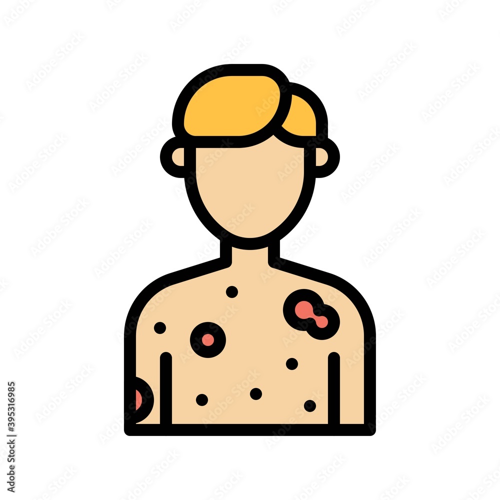 sickness and disease related patient with skin problem vectors with editable stroke,