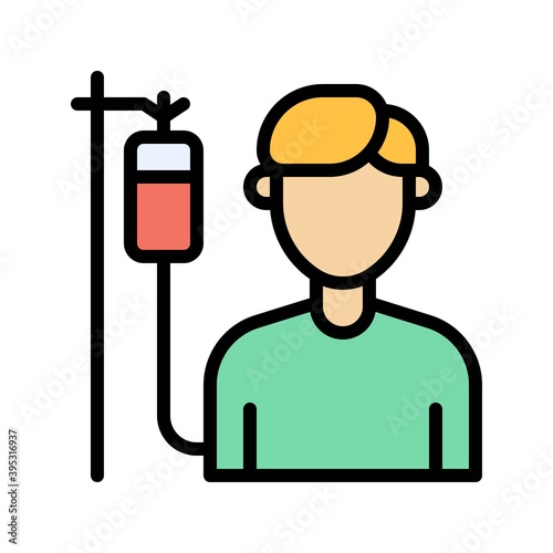 Obraz na płótnie sickness and disease related boy or patient with blood bottle vectors with editable stroke, w salonie