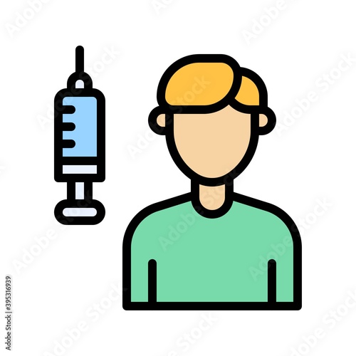 Obraz na płótnie sickness and disease related boy or patient with injection vectors with editable stroke, w salonie