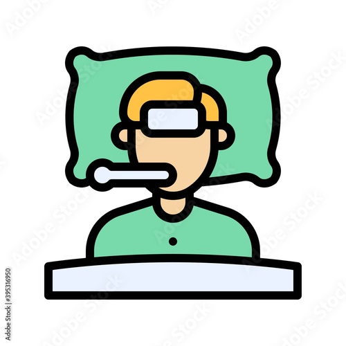 Obraz na płótnie sickness and disease related boy or patient in fever vectors with editable stroke, w salonie