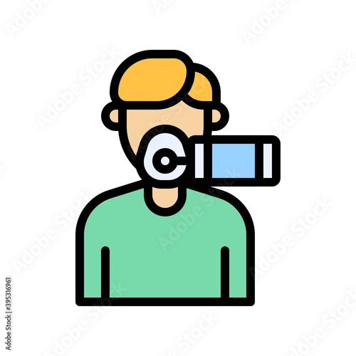 Obraz na płótnie sickness and disease related patient or boy with lack of air vectors with editable stroke, w salonie
