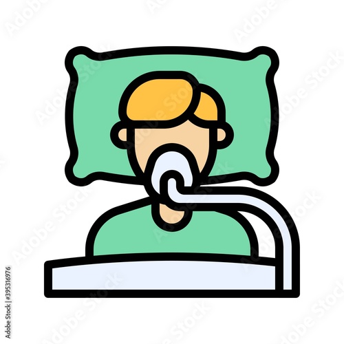 Obraz na płótnie sickness and disease related patient or boy with lack of air vectors with editable stroke, w salonie
