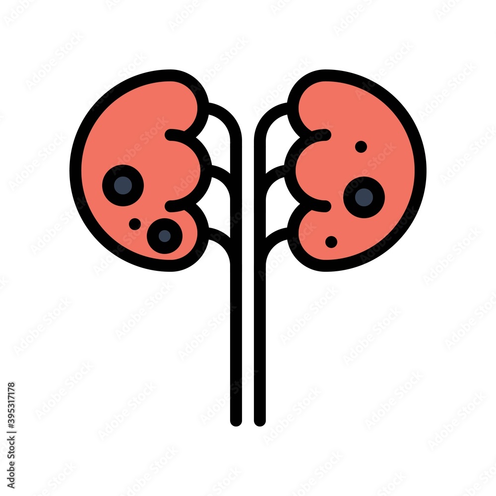 sickness and disease related kidny disease with virus in kidny vectors with editable stroke,