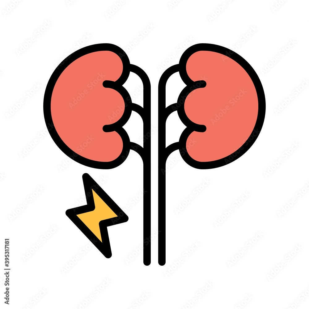 sickness and disease related kidny pain in humen vectors with editable stroke,