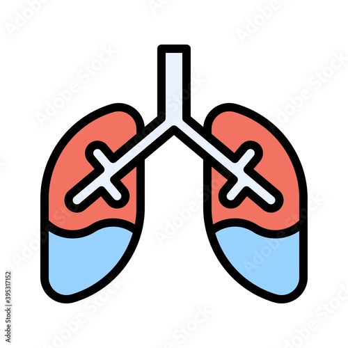 Obraz na płótnie sickness and disease related lungs disease with water in lungs vectors with editable stroke, w salonie