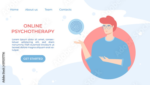 Online psychotherapy concept. Psychological counseling. Vector illustration.