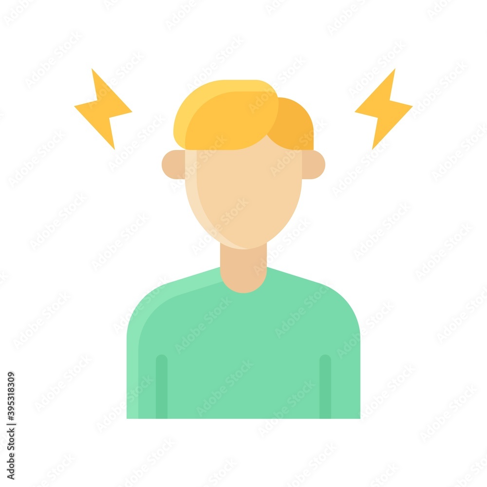 sickness and disease related boy or patient with headache pain vectors in flat style,