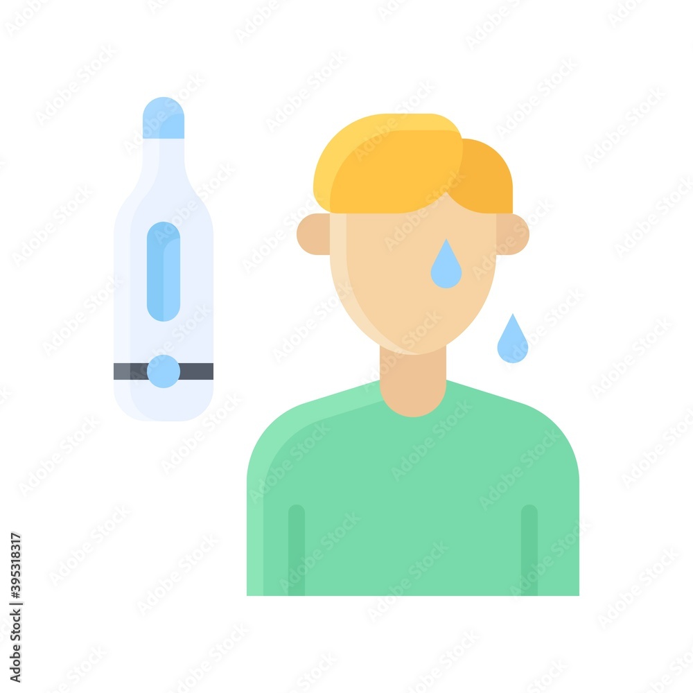 sickness and disease related patient with temprature or thermometer vectors in flat style,