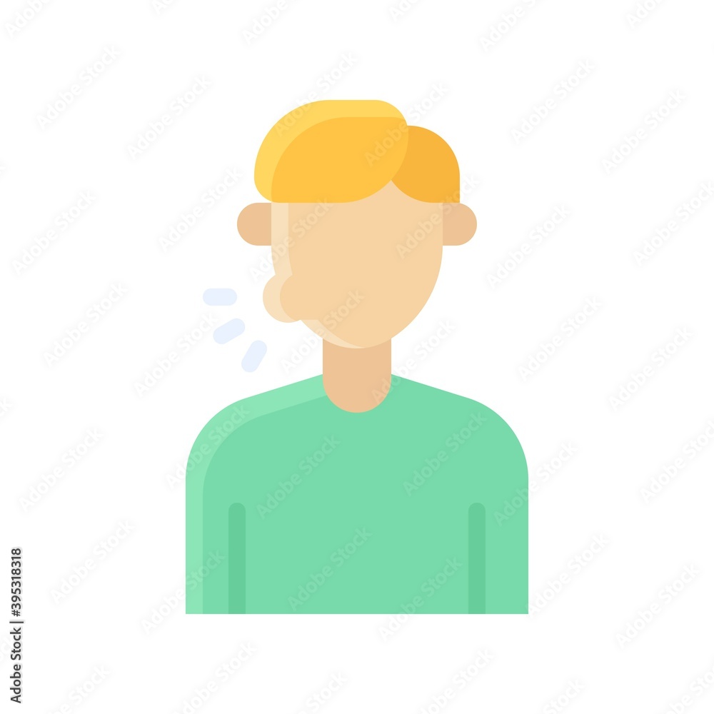 sickness and disease related boy or patient face swelling vectors in flat style,