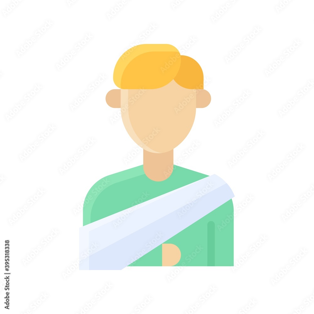 sickness and disease related patient or boy strips on hand injury vectors in flat style,