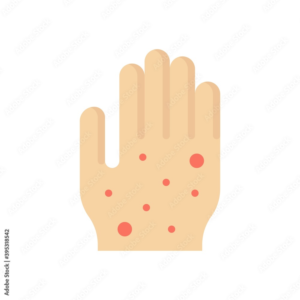 sickness and disease related bacteria on patient hand vectors in flat style,