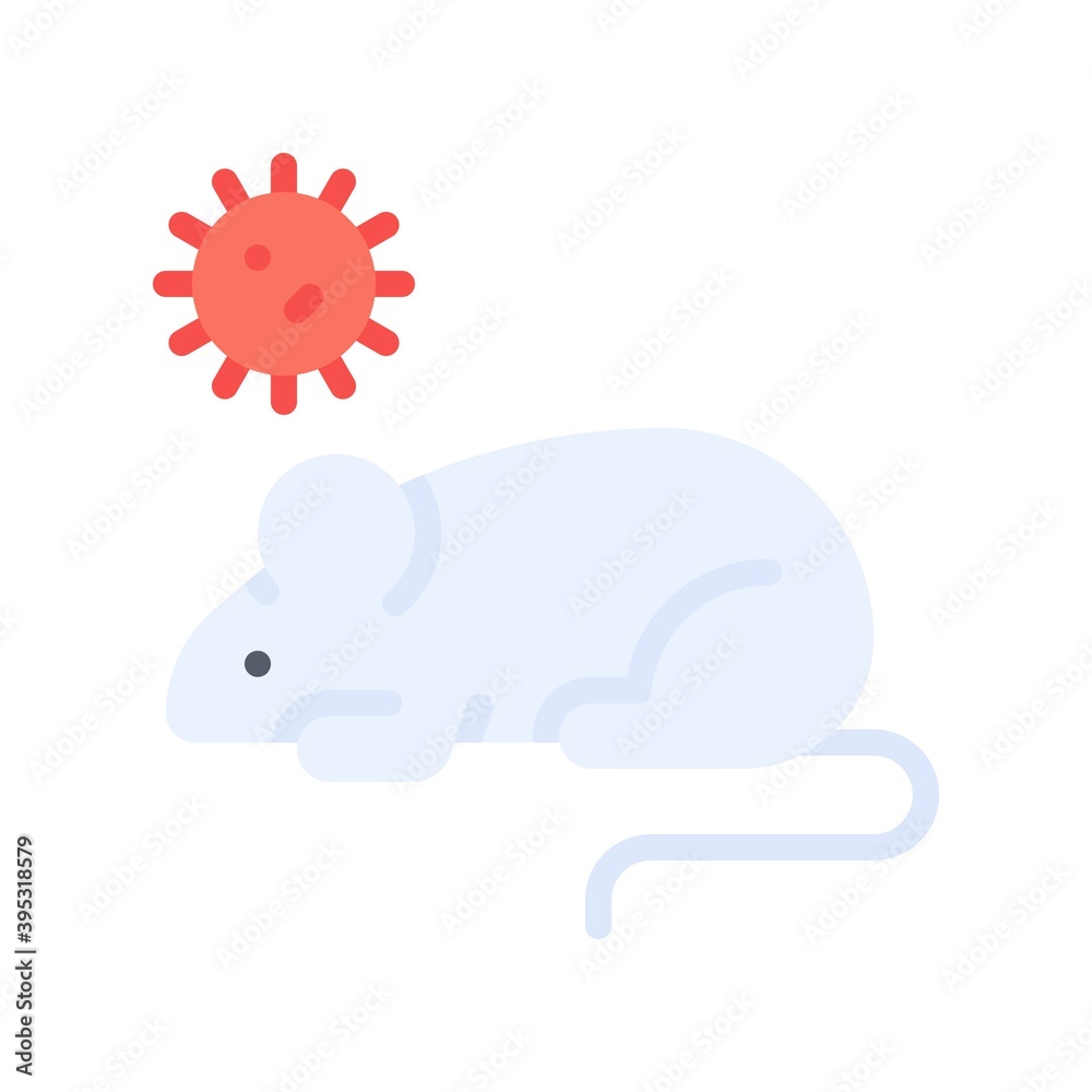 sickness and disease related rat with virus vectors in flat style,