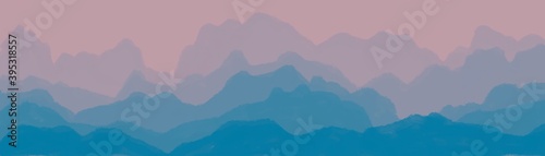 Rosa e azzurro sfondo web banner con montagne 