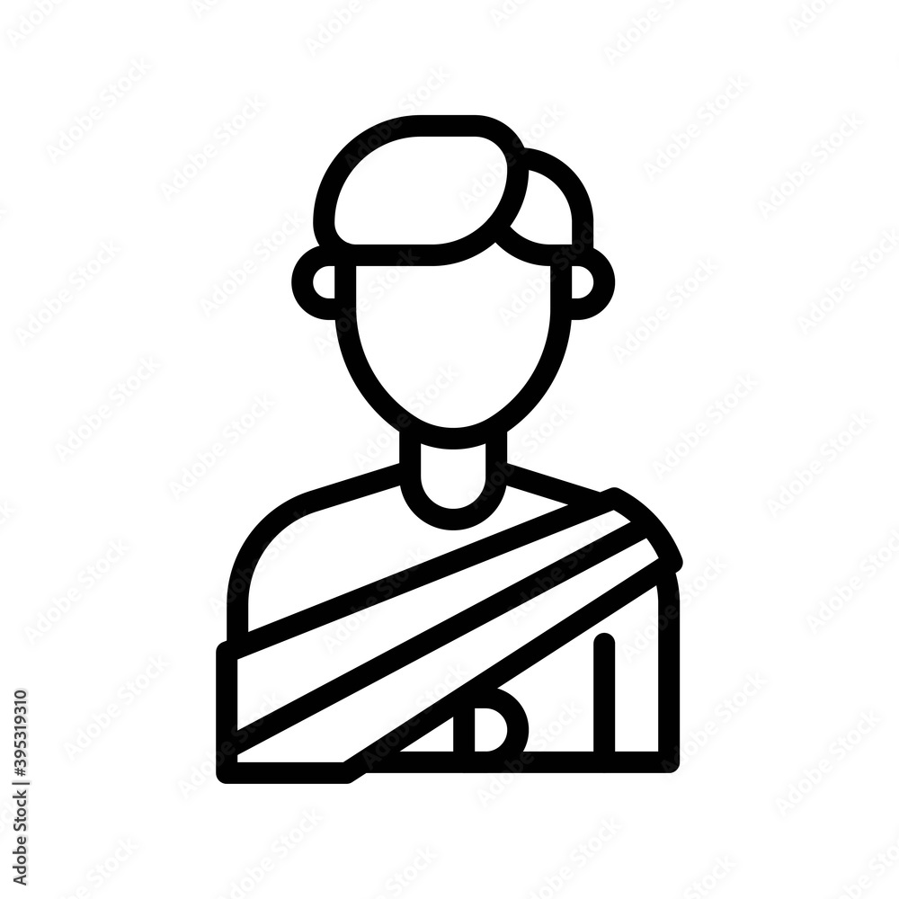 sickness and disease related patient or boy strips on hand injury vectors in lineal style,