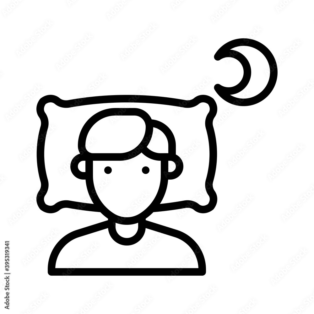 sickness and disease related patient or boy with moon vectors in lineal style,