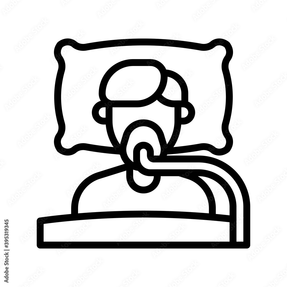sickness and disease related patient or boy with lack of air vectors in lineal style,