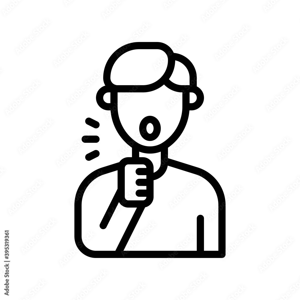 sickness and disease related patient or boy with cough hand vectors in lineal style,