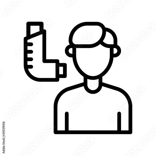Obraz na płótnie sickness and disease related patient or boy with inhaler vectors in lineal style, w salonie