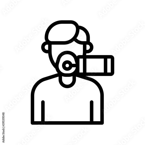 sickness and disease related patient or boy with lack of air vectors in lineal style,