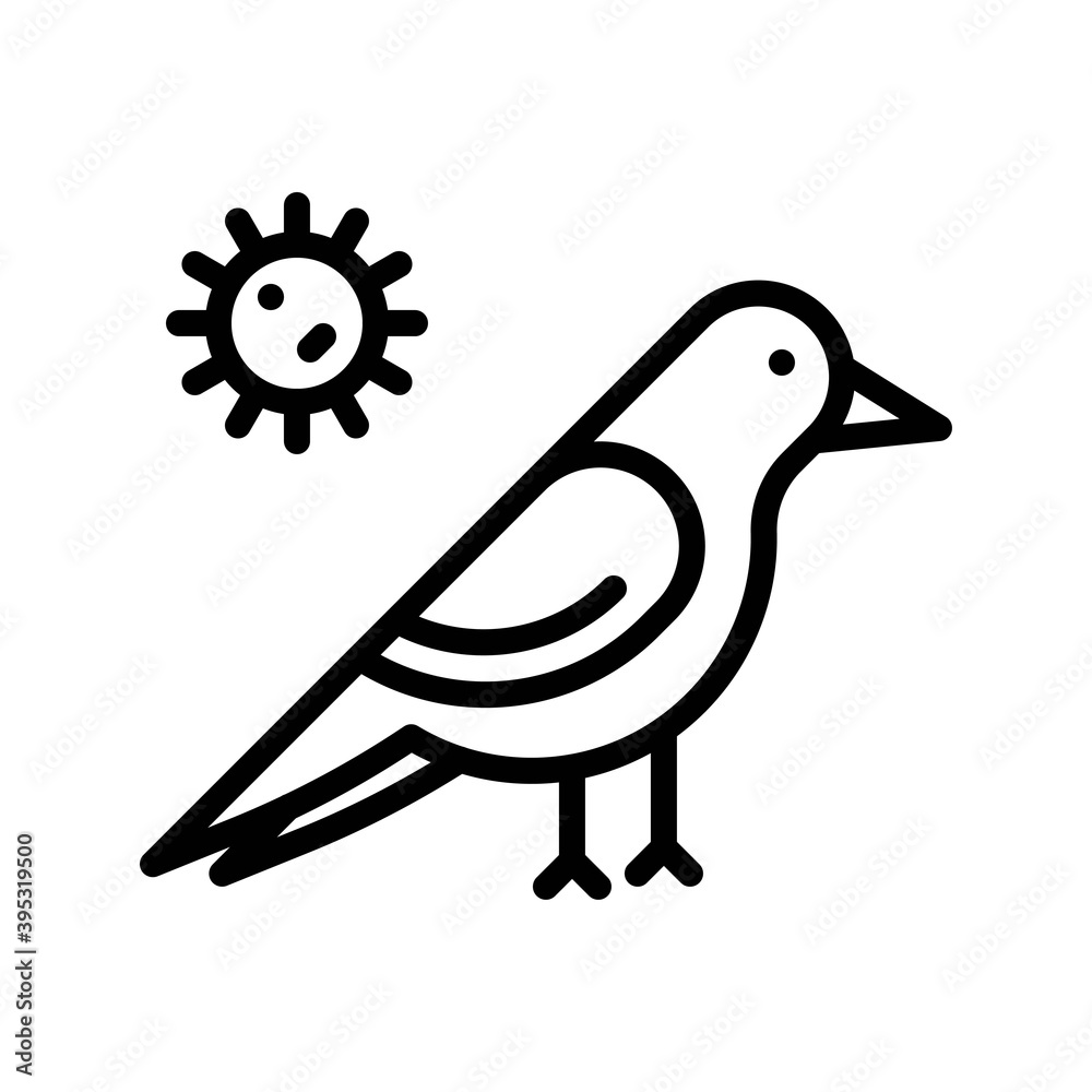 sickness and disease related birds with virus vectors in lineal style,