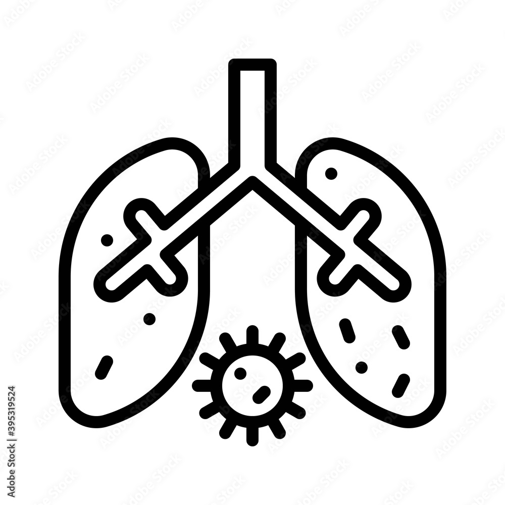 sickness and disease related lungs disease with virus vectors in lineal style,