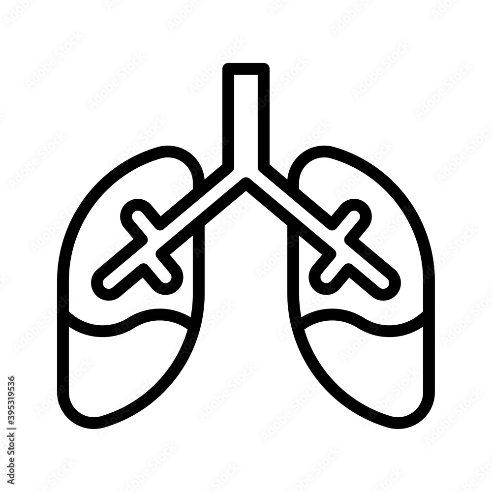sickness and disease related lungs disease with water in lungs vectors in lineal style,