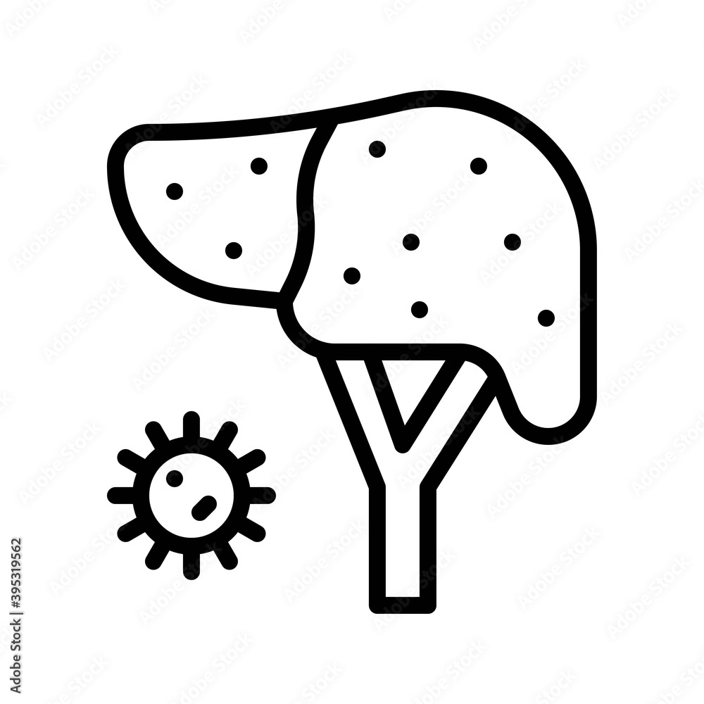 sickness and disease related liver disease with virus vectors in lineal style,