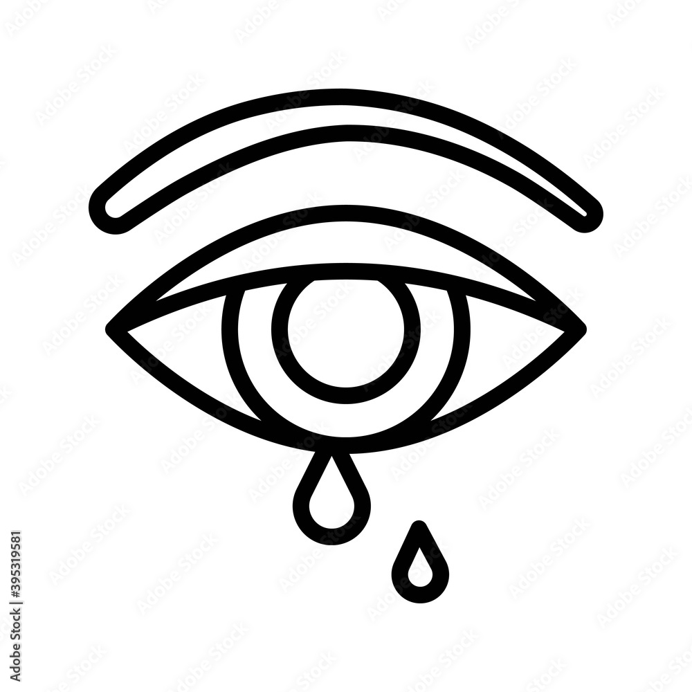 sickness and disease related humen eye water droping disease vectors in lineal style,