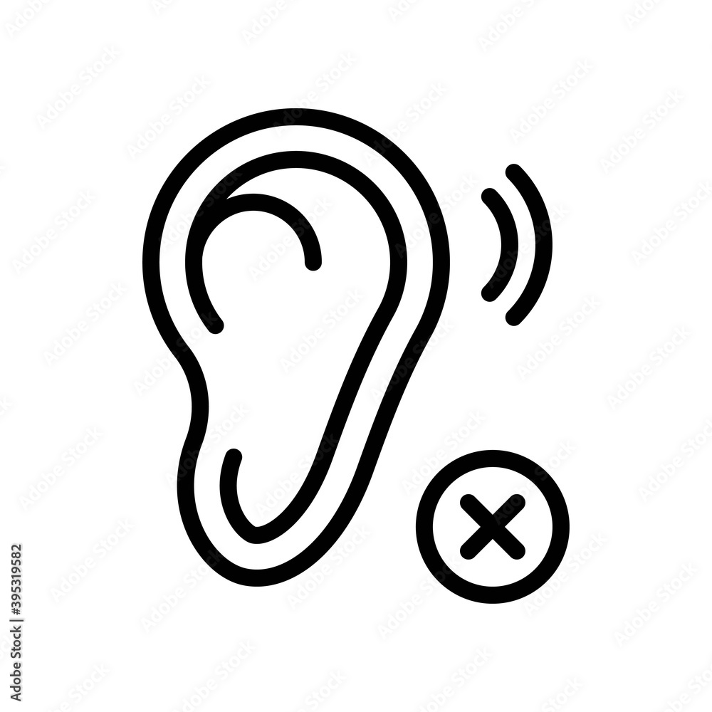 sickness and disease related humen ear not hearing disease vectors in lineal style,