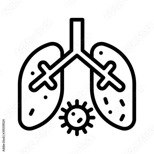 Obraz na płótnie sickness and disease related lungs disease with virus vectors in lineal style, w salonie