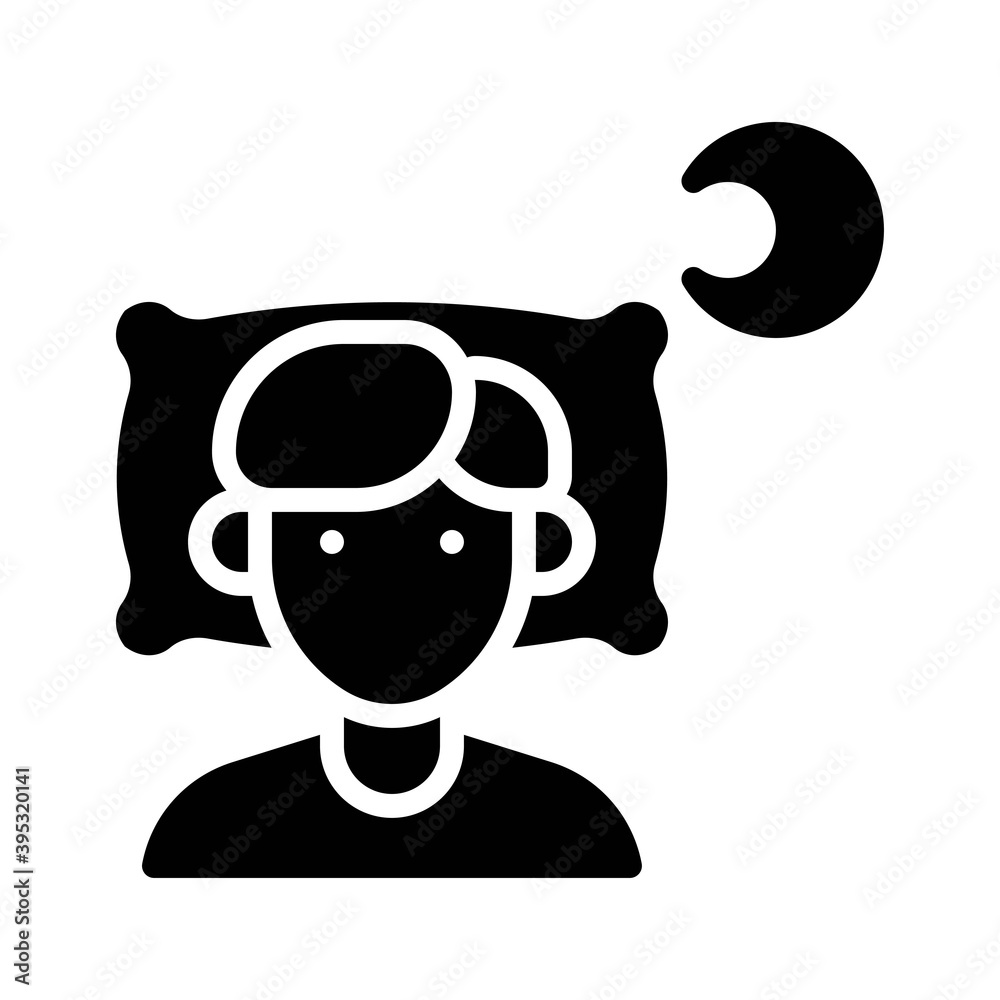 sickness and disease related patient or boy with moon vectors in solid design,