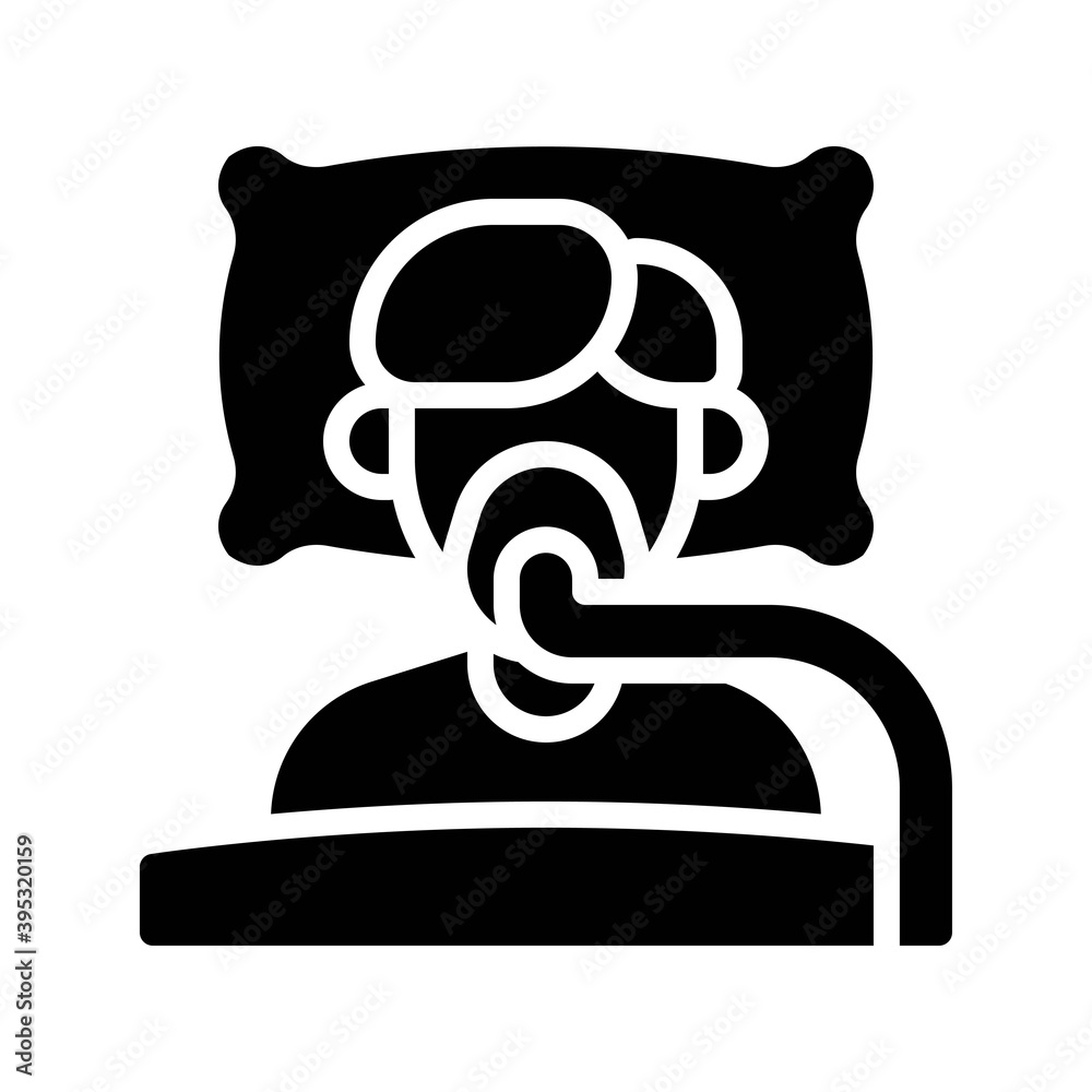 sickness and disease related patient or boy with lack of air vectors in solid design,