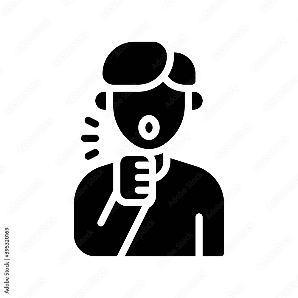 sickness and disease related patient or boy with cough hand vectors in solid design,