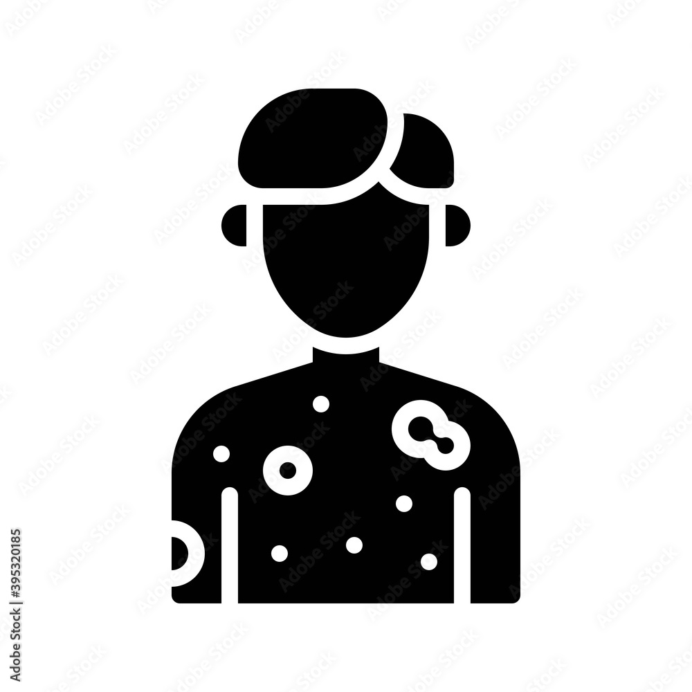 sickness and disease related patient with skin problem vectors in solid design,