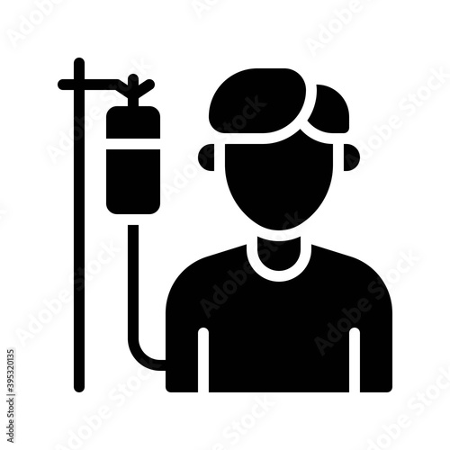 sickness and disease related boy or patient with blood bottle vectors in solid design,
