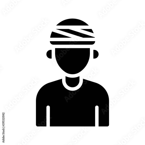 Obraz na płótnie sickness and disease related patient or boy strips on head injury vectors in solid design, w salonie