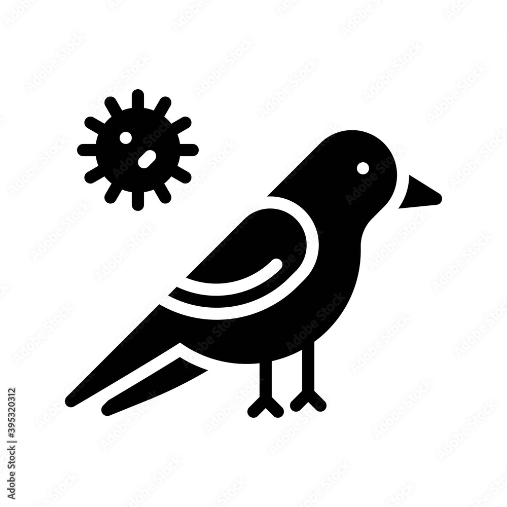 sickness and disease related birds with virus vectors in solid design,