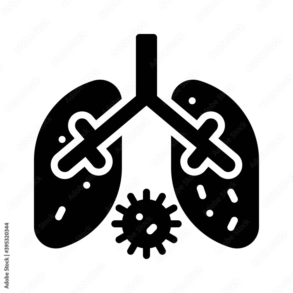 sickness and disease related lungs disease with virus vectors in solid design,