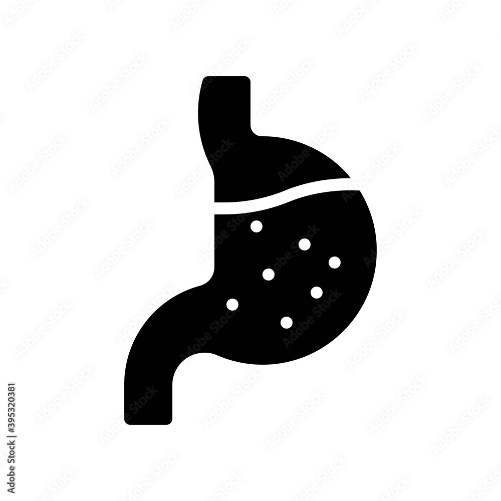 sickness and disease related stomach pain or disease vectors in solid design,