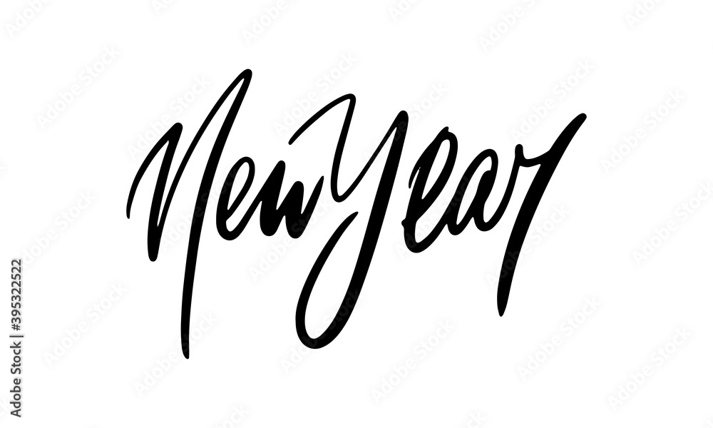 Lettering handwritten inscription New Year.