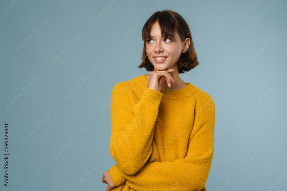 Young happy beautiful woman standing isolated Young happy beautiful woman standing isolated
