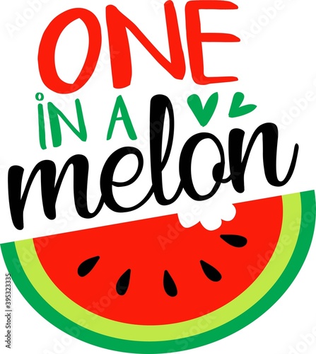 One in a melon on the white background. Vector illustration