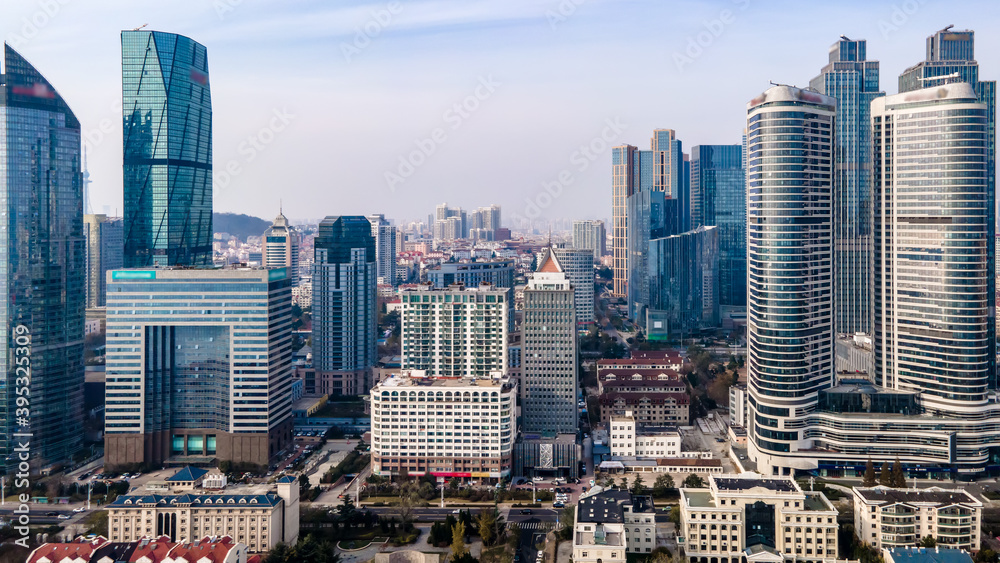 Fototapeta premium Shandong Qingdao city coastline aerial photography