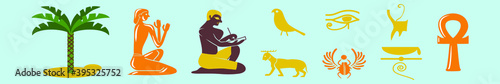 set of ancient egypt element. cartoon icon design template with various models. vector illustration isolated on blue background