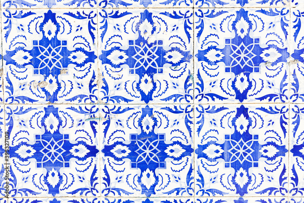 Porto, Portugal. Detail view of rustic tiles on an old building.