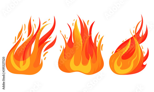 Tongue of Burning Fire and Flame Vector Set