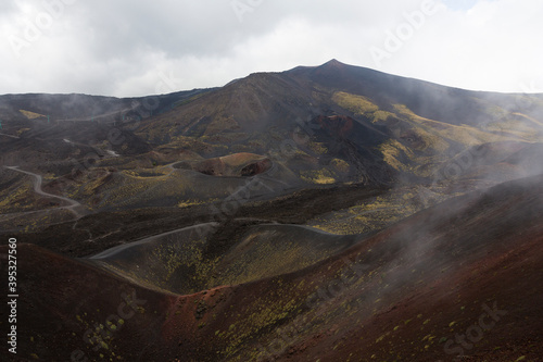 Sicily, Italy. Spectacular scenery on the hills of Mt Etna, as viewed from the rim of the Silvestri Superiore crater. photo