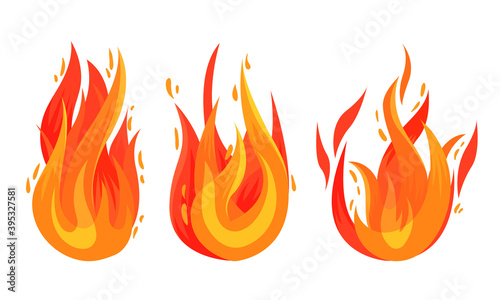 Tongue of Burning Fire and Flame Vector Set